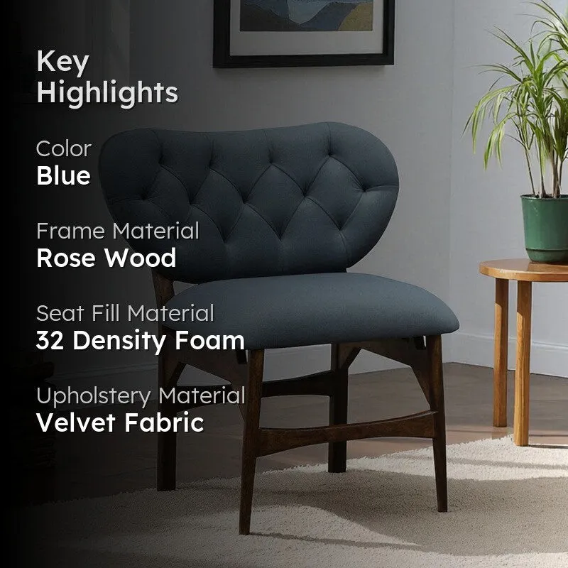 Racknest Rose Wood Accent Chair - Blue media 2