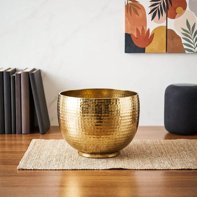 Finasa Metal Hammered Planter - Gold media 1
