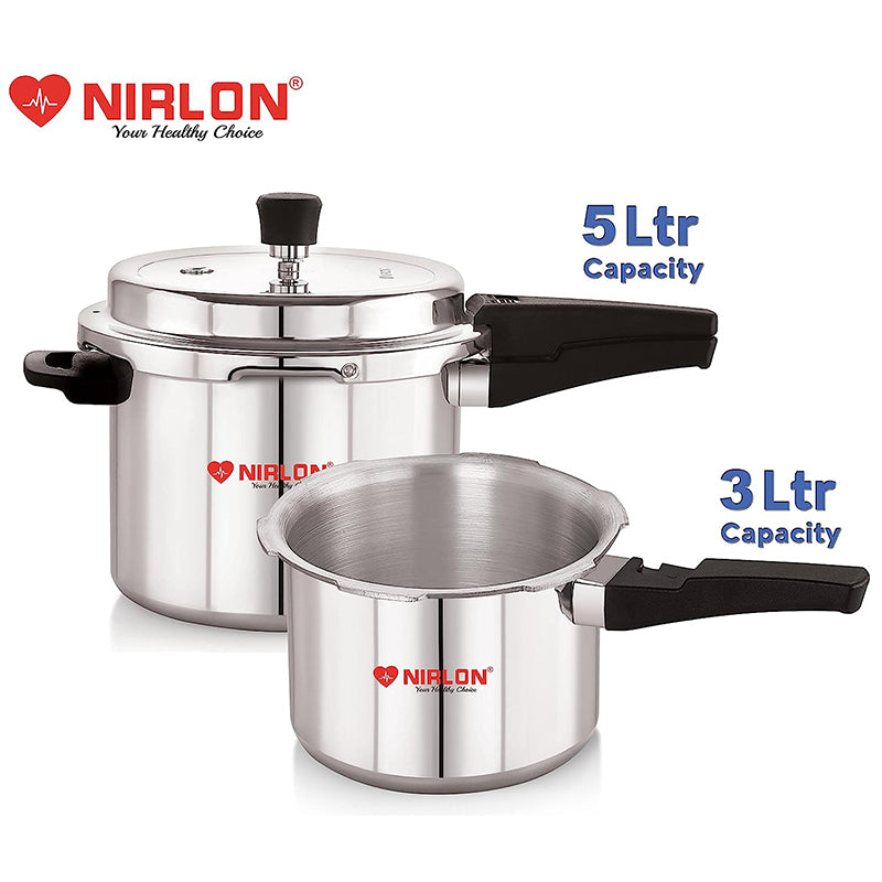 Nirlon Steel Glaze Pressure Cooker (5000 mL/3000 mL)- Set Of Two media 7