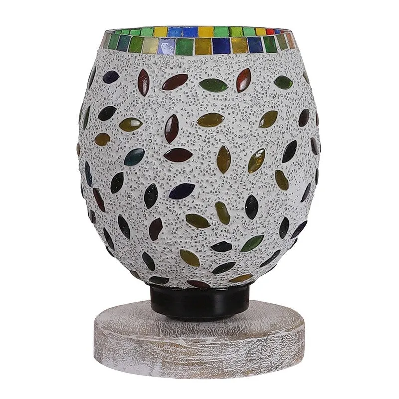 Twilora Mosaic Glass Table Lamp With Wooden Base - Multicolor media 5