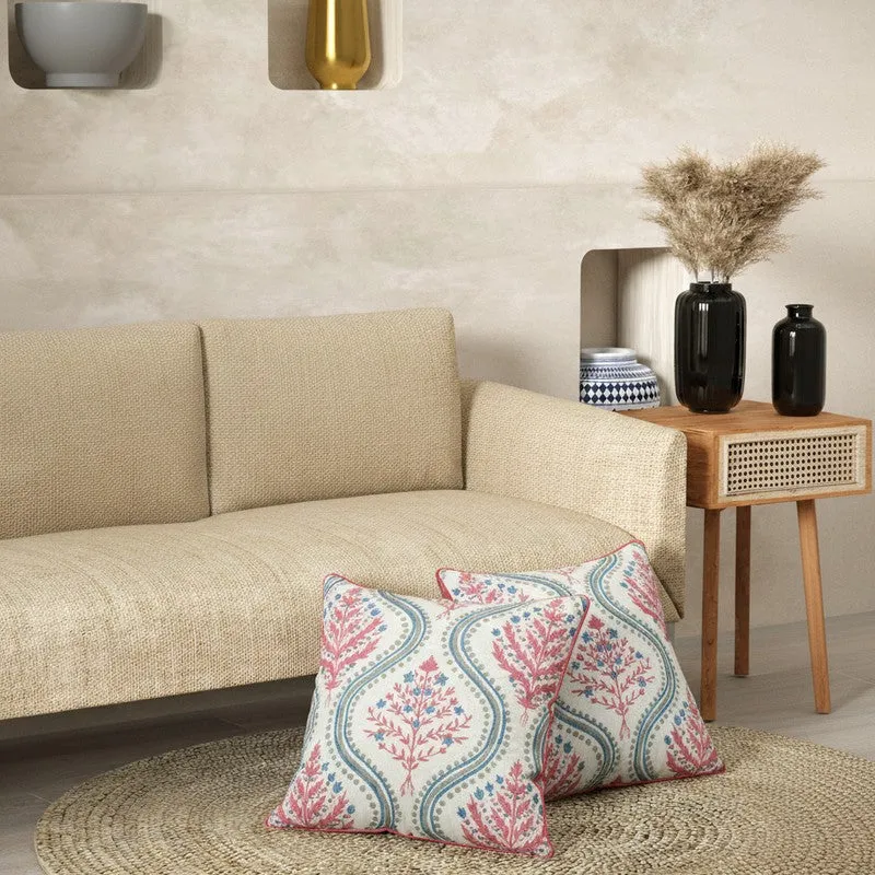 Paisley Motif White & Red Cushion Cover Set - Set Of Two media 1