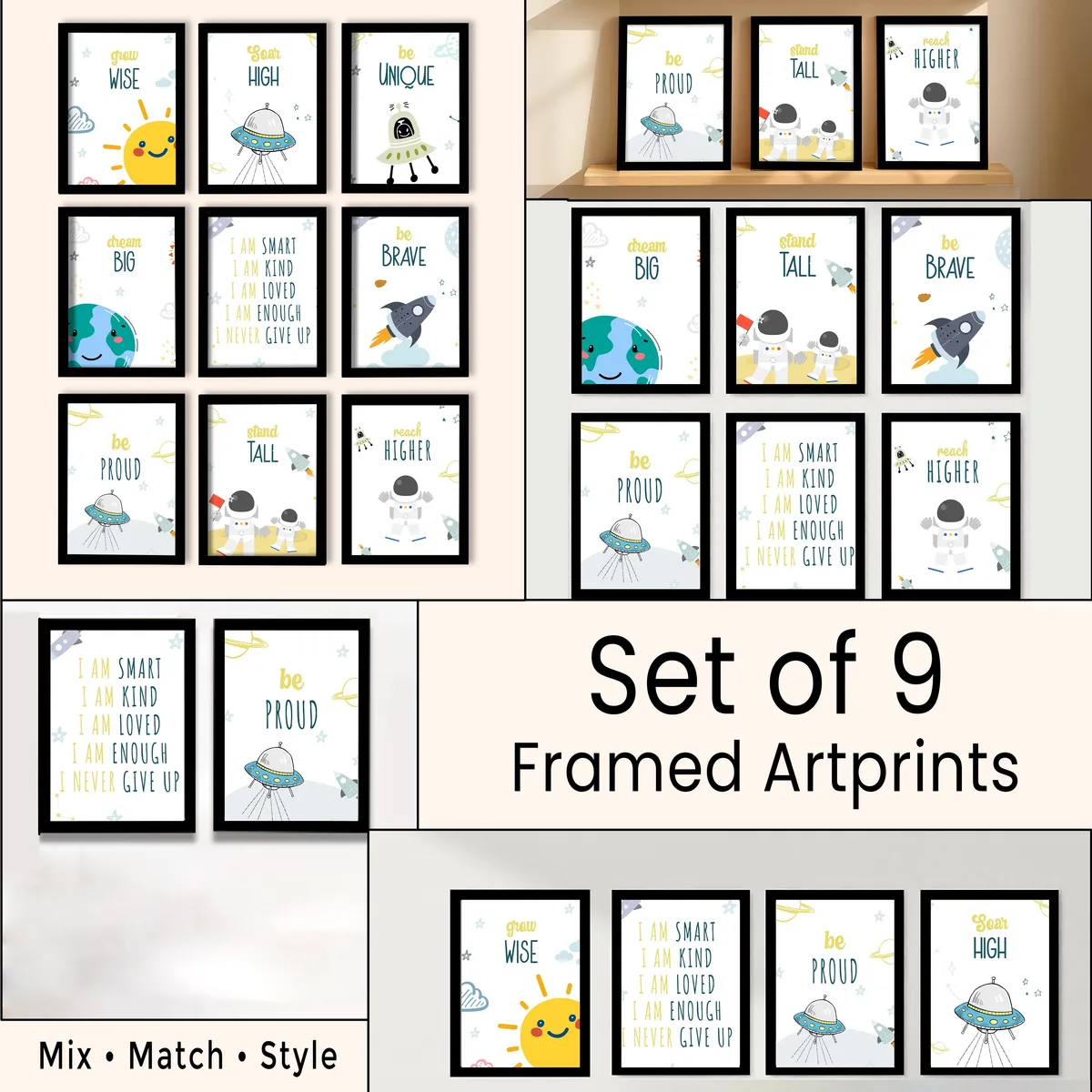 Galaxee Kids Space Wall Painting Set With Frame - Set Of Nine media 4