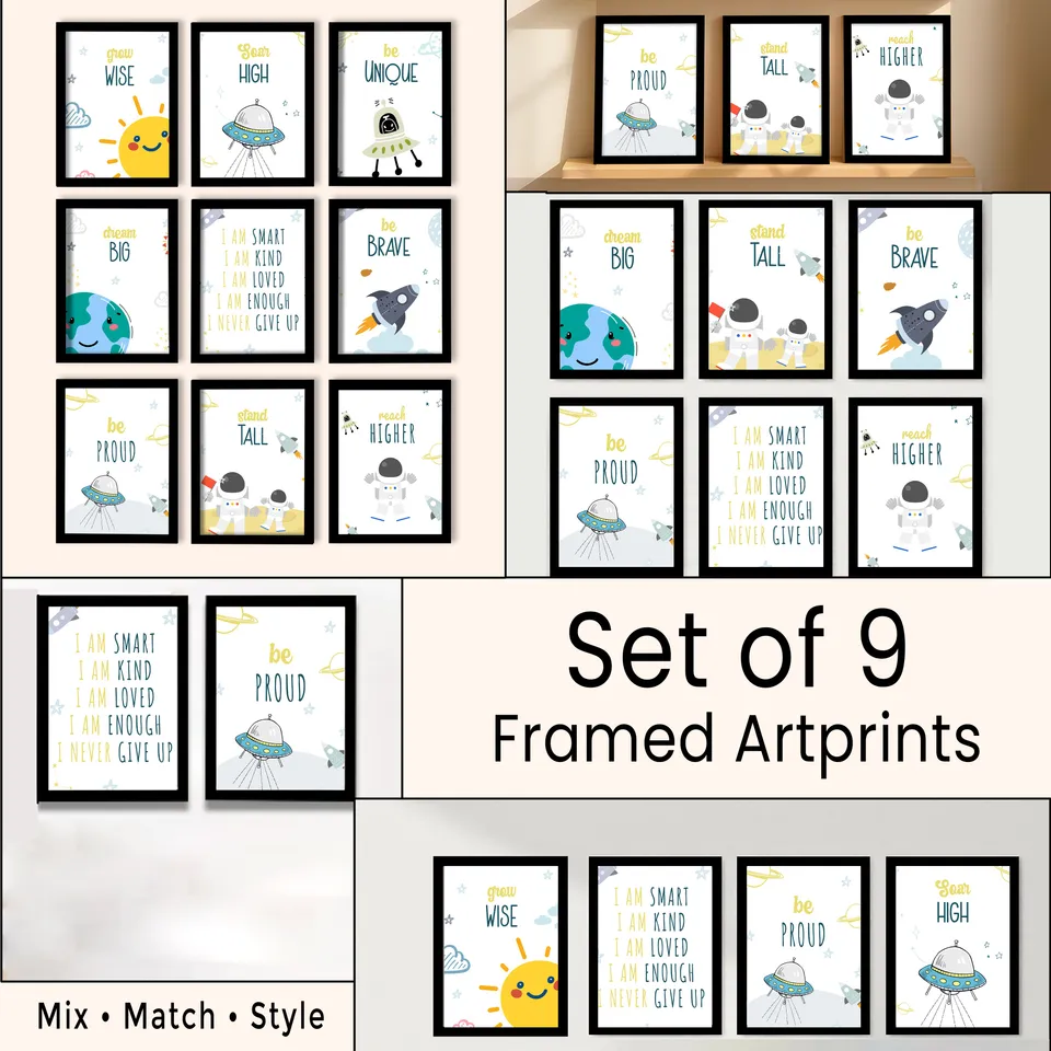 Galaxee Kids Space Wall Painting Set With Frame - Set Of Nine media 4