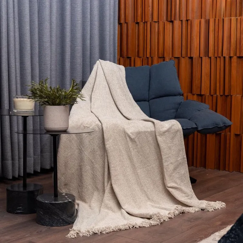 Urban Space Heather Solid Cotton Throw - Beige media 3