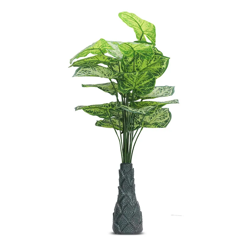 Infinita Artificial Colocasia With Black Plastic Pot (Light Green) - 3 Feet media 3