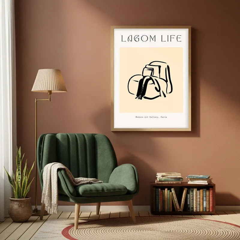 Hushed Routine Canvas Wall Painting With Brown Frame media 1