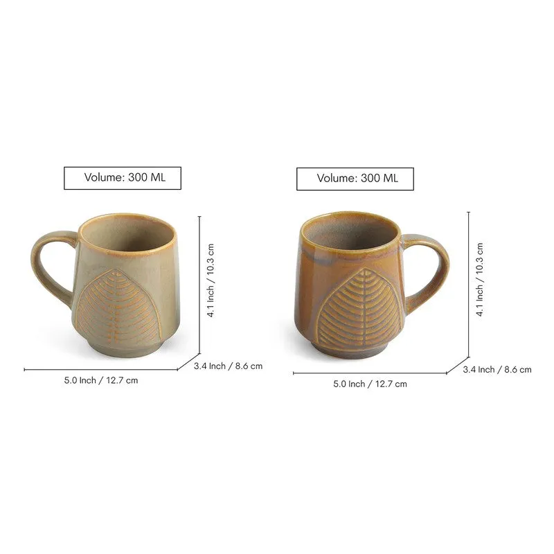 Leaf Ceramic Coffee Mug (300 mL Each) - Set Of Two media 8