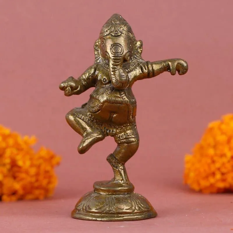 Ganesha Dancing Brass Idol media 1