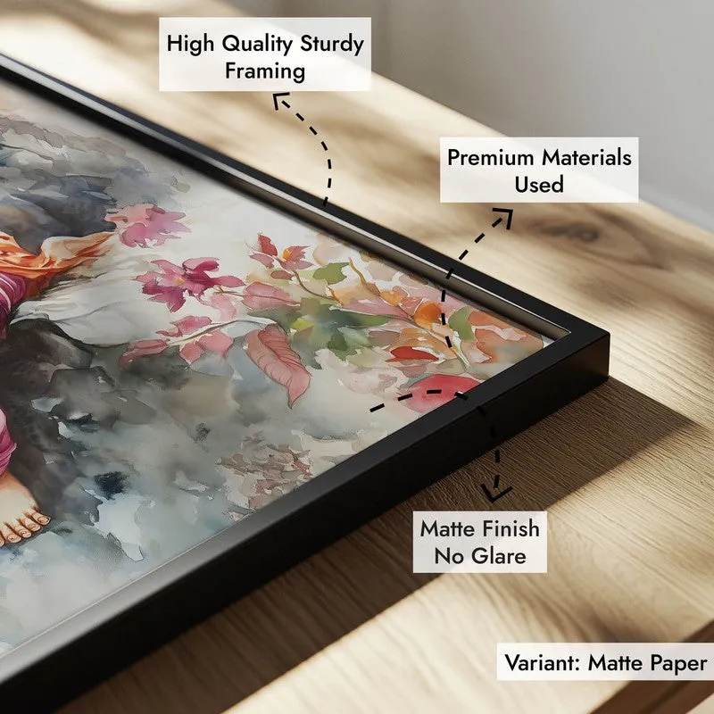 Vighnaharta's Blessing Spiritual Archival Paper Wall Painting With Frame - Black media 8