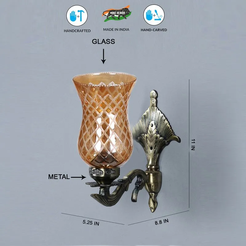 Honey Glow Floral Antique Glass Wall Lamp media 7