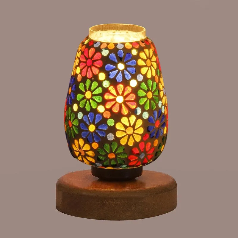 Skylune Glass Table Lamp With Wooden Base - Multicolor media 7