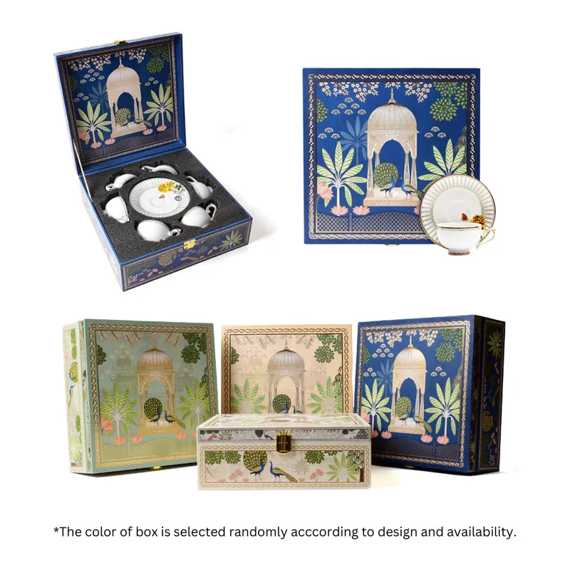 Basant 24k Gold Brushed Porcelain Tea Cup & Saucer (280 mL) - Set of Six media 9