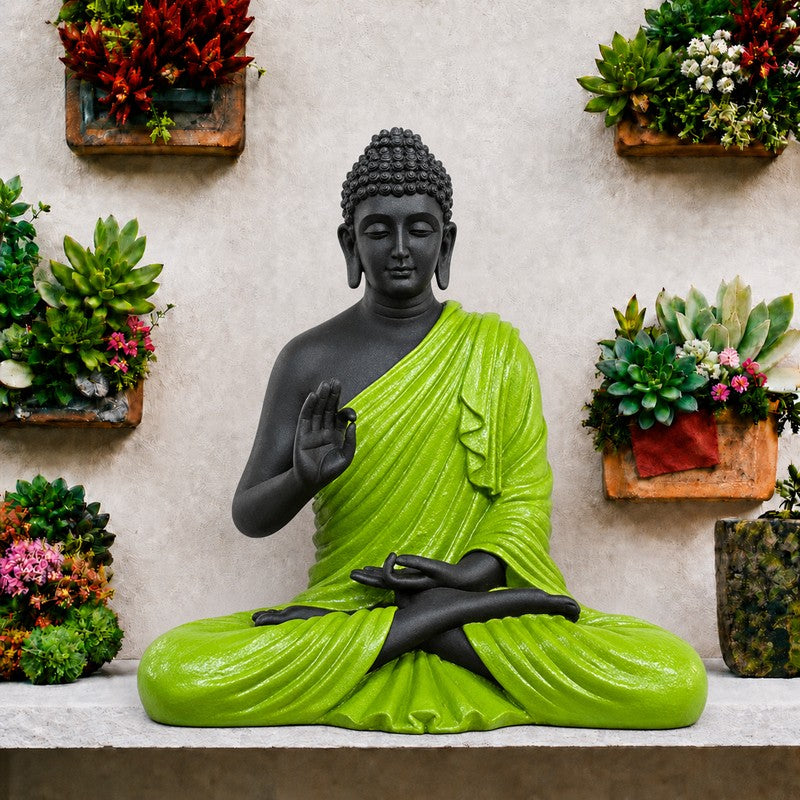 Divine Stillness Buddha Marble Idol - Green