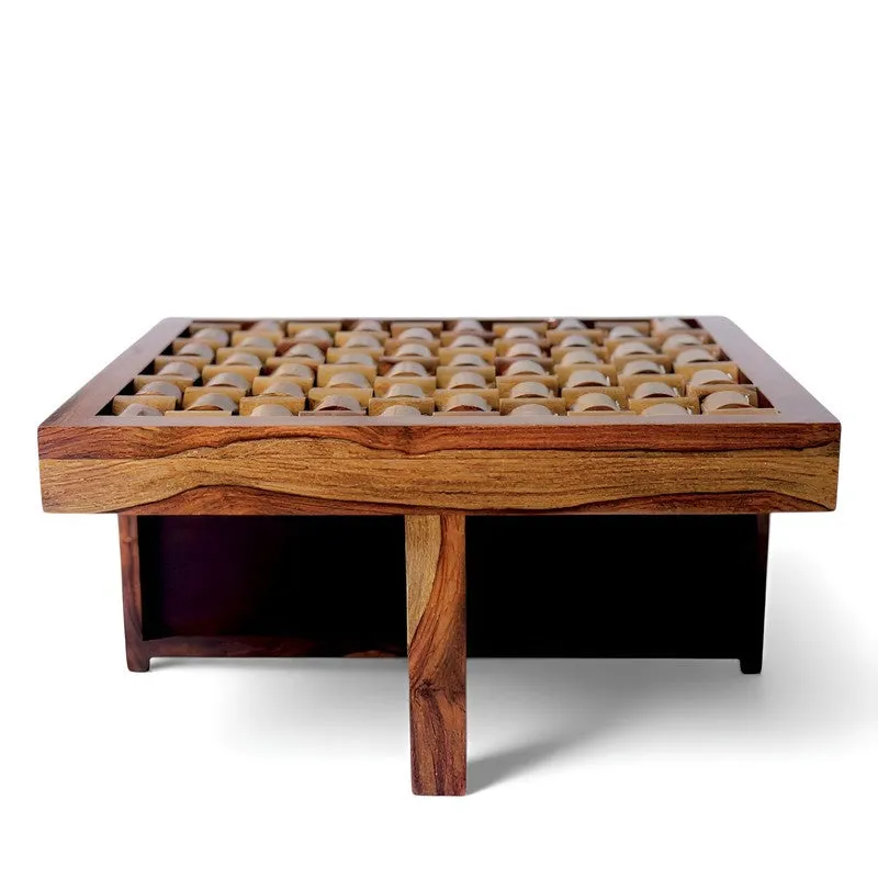 Delvex Sheesham Wooden Center Table with Stools and Cushions (Brown) - Nine Piece Set media 7