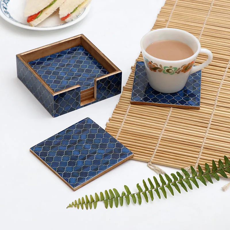 Medina Blue Serving Tray With Coaster - Eight Piece Set media 3