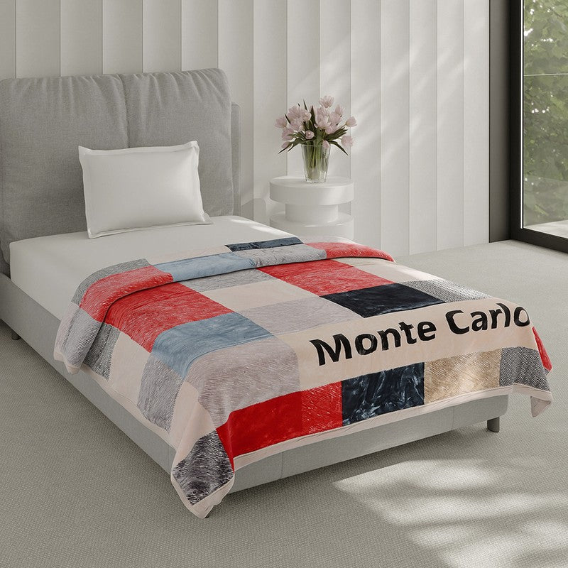 Monte Carlo Urban Color Block Blanket (Red,White) - 597 GSM