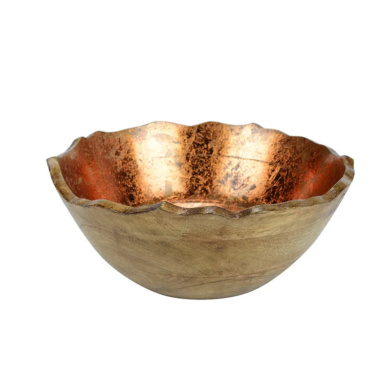 Reflective Grain Copper Foiled Wood Bowl (1600 & 1000 ML) - Set Of Two media 4