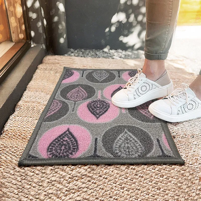 Faro Floral Nylon Door Mats - Pink,Grey media 1