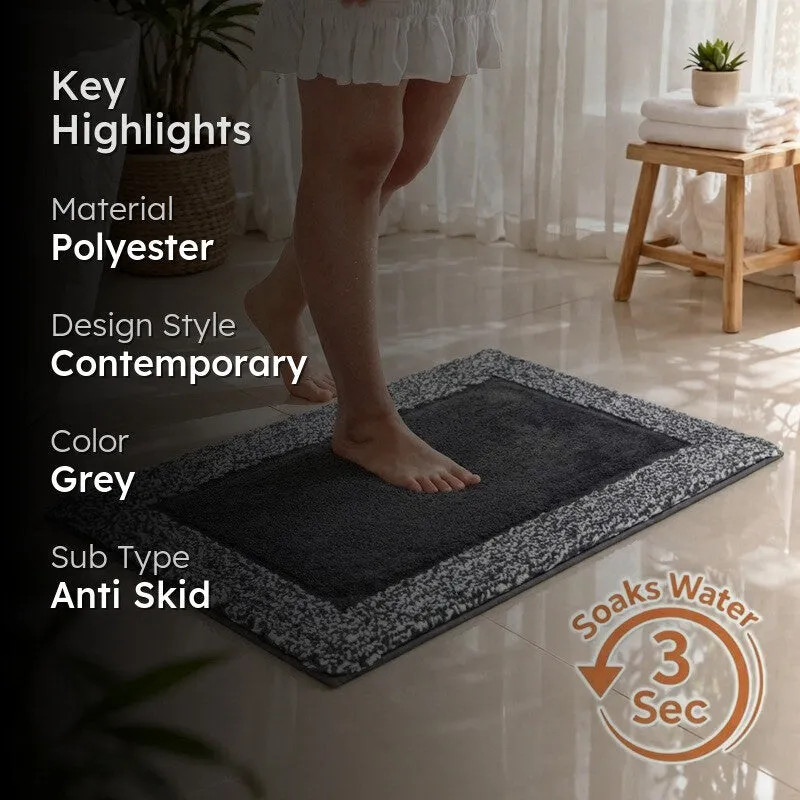 Orlina Polyester Bath Mat - Dark Grey media 2