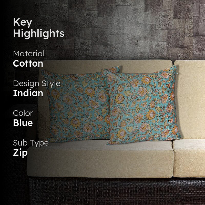 Jahnvi Printed Cushion Cover (Sea Green) - Set Of Two media 2