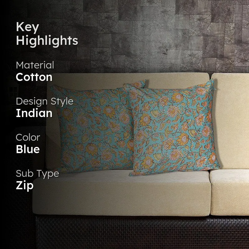 Jahnvi Printed Cushion Cover (Sea Green) - Set Of Two - 2