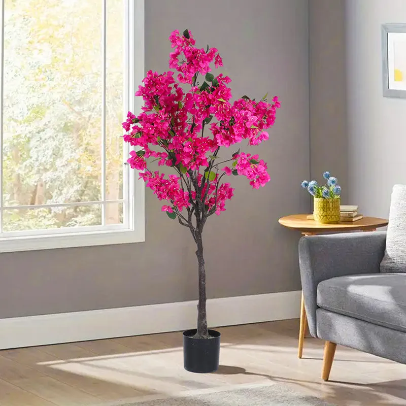Villa Flora Artificial Bougainvillea With Black Plastic Pot (Pink) - 5.3 Feet media 3
