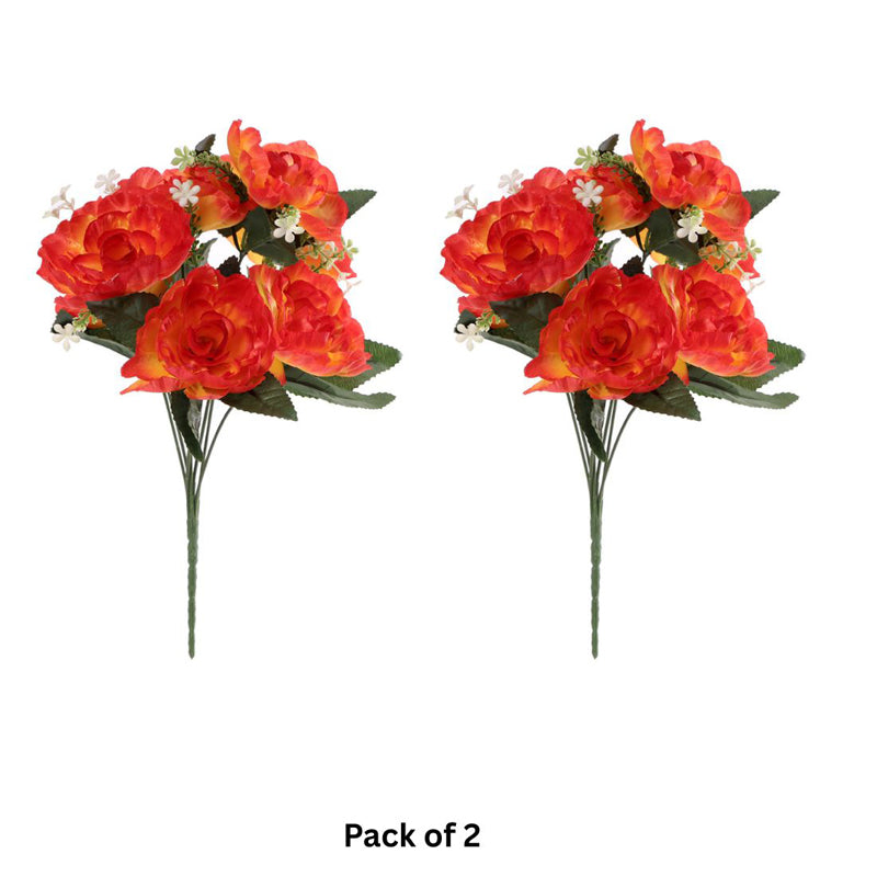 Fiora Artificial Rose (Orange)  Set of Two media 4