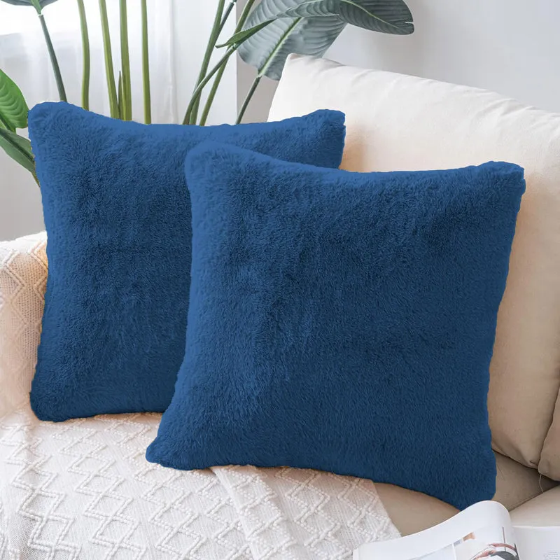 Fur Dual Cushion Cover Set (Teal) - Set Of Two media 1