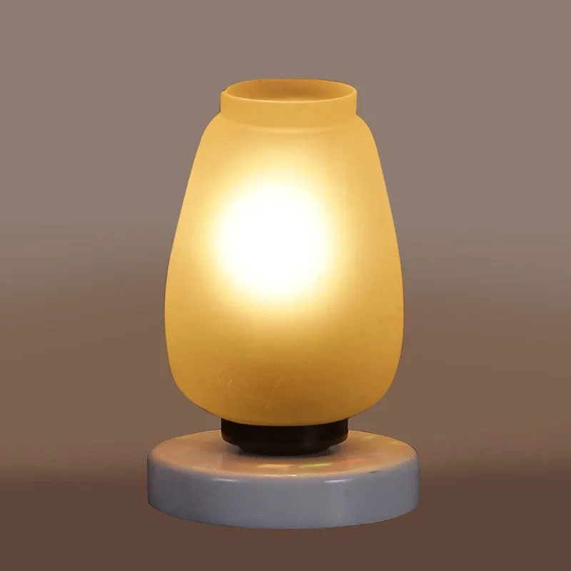 Raylisse Glass Table Lamp With Wooden Base - White media 7