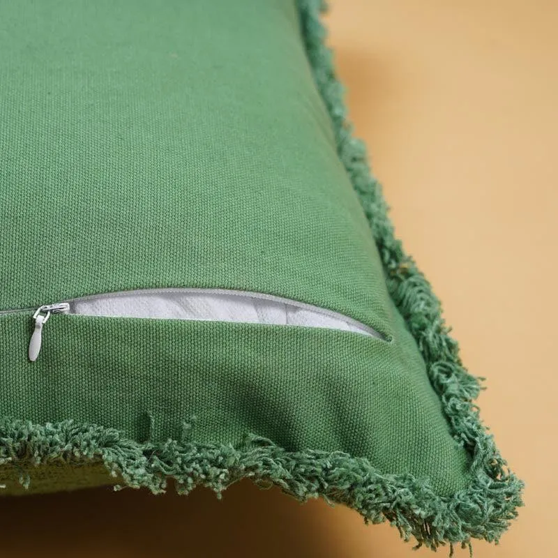 Textured Olive Green Cushion Cover - Set Of Two media 4