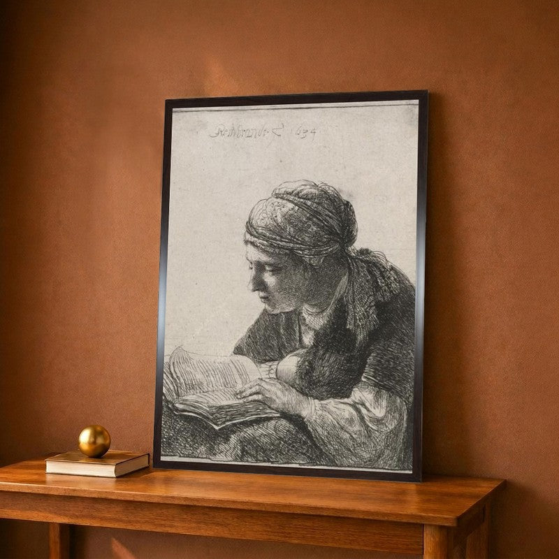 Woman Reading 1634 Canvas Wall Painting - 9 x 12 Inches