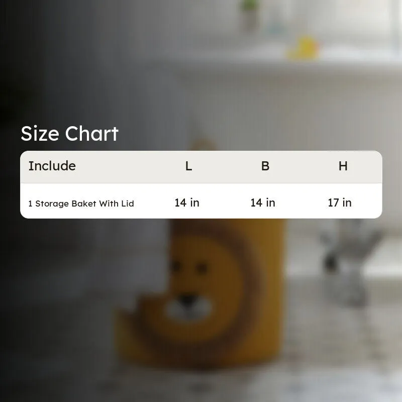 Size chart graphic for the storage basket
