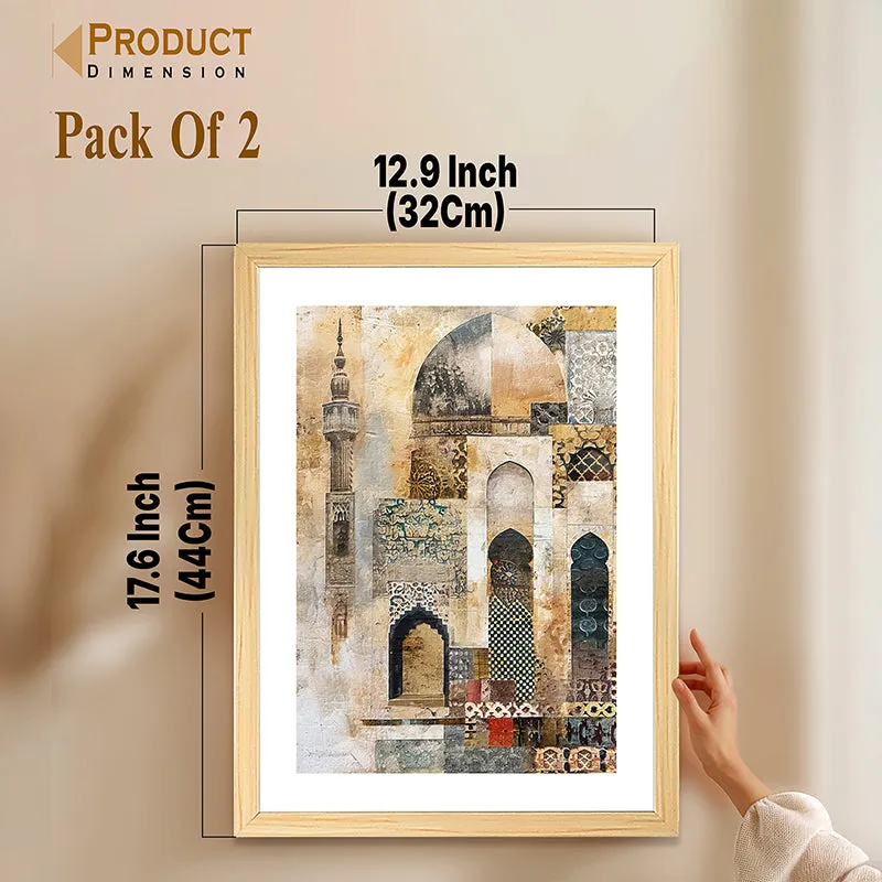 Earthy Mahal Wall Art With Frame - Set Of Two media 8
