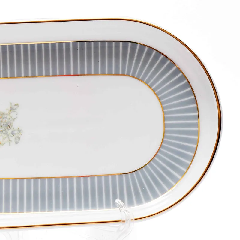 Gilded Iris Oval Porcelain Platter - Grey media 3