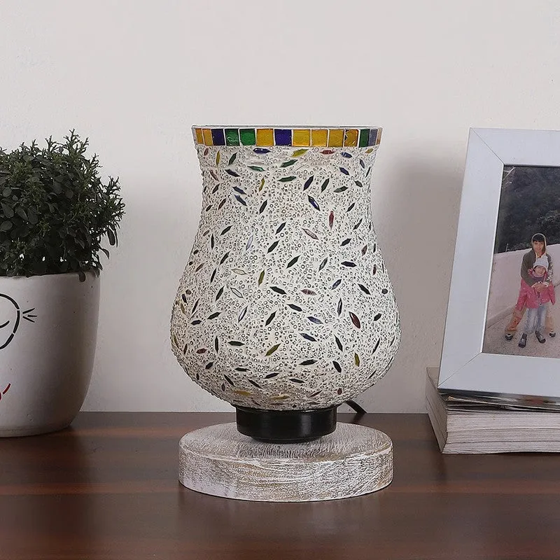 Aurean Mosaic Glass Table Lamp With Wooden Base - Multicolor media 4