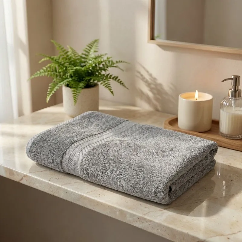 PlushAura Cotton Bath Towel (Grey) media 1