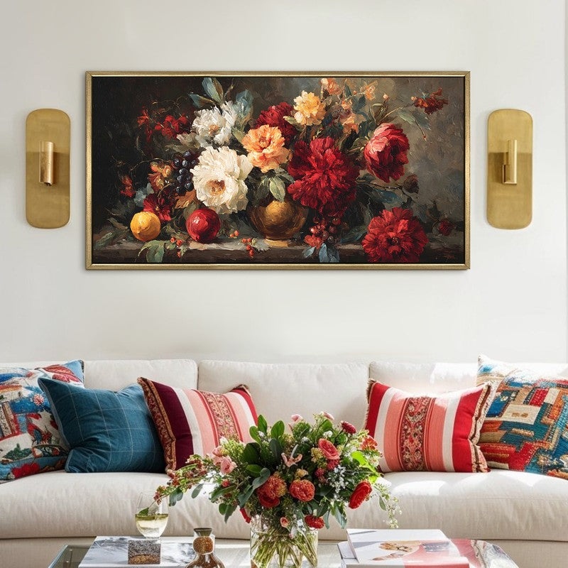 Velvet Blooms Canvas Wall Painting With Frame
