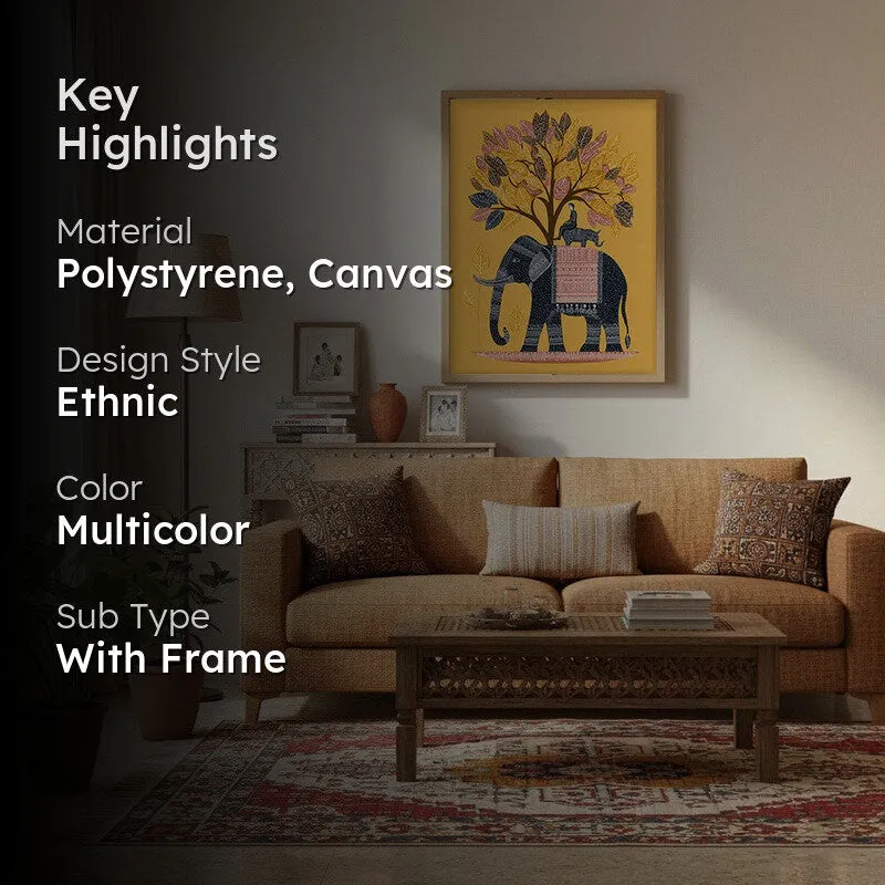 Gajtara Canvas Wall Painting With Brown Frame media 2