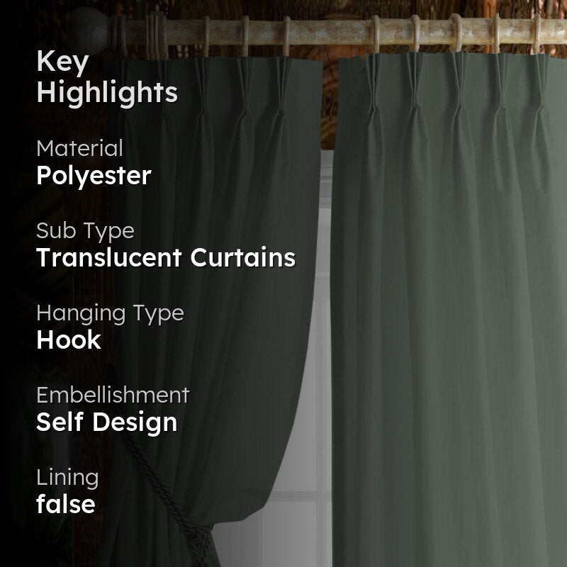 Esme Triple Pinch Pleat Short Width Curtain - Dark Grey media 2
