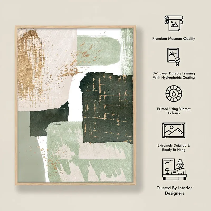 Stone & Sage Framed Canvas Archival Canvas Wall Painting - Natural Brown Frame media 7