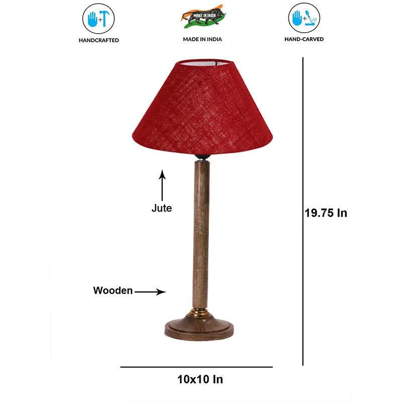 Loft Gleam Table Lamp With Wooden Base - Maroon,Brown media 4
