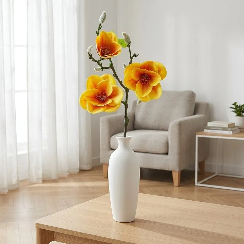 Magnolia Bloom Artificial Flower Stem - Yellow media 1