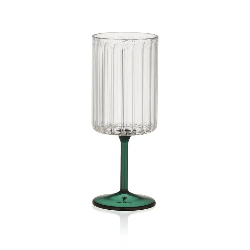 Teal Ripple Wine Glasses (220 mL) - Set Of Two - 6