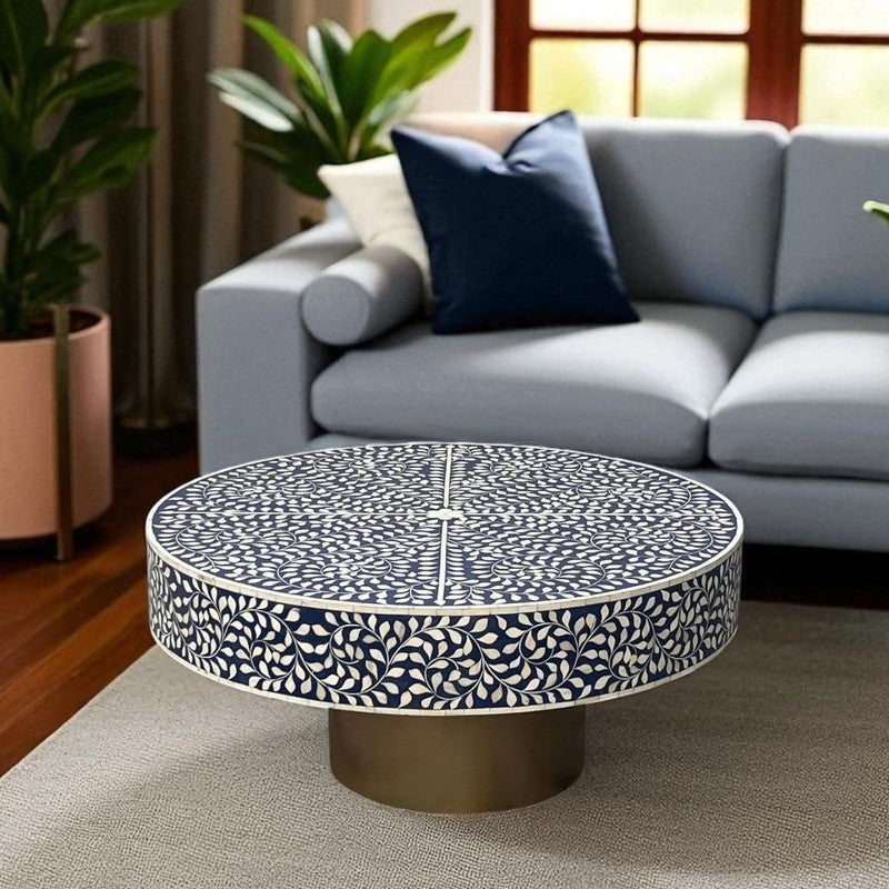 Elantra Bone Inlay Center Table - Blue