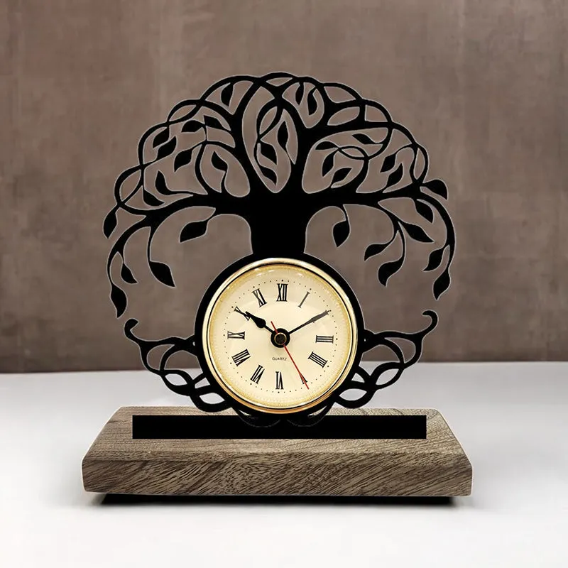 Tree Of Life Analog Iron Table Clock media 1