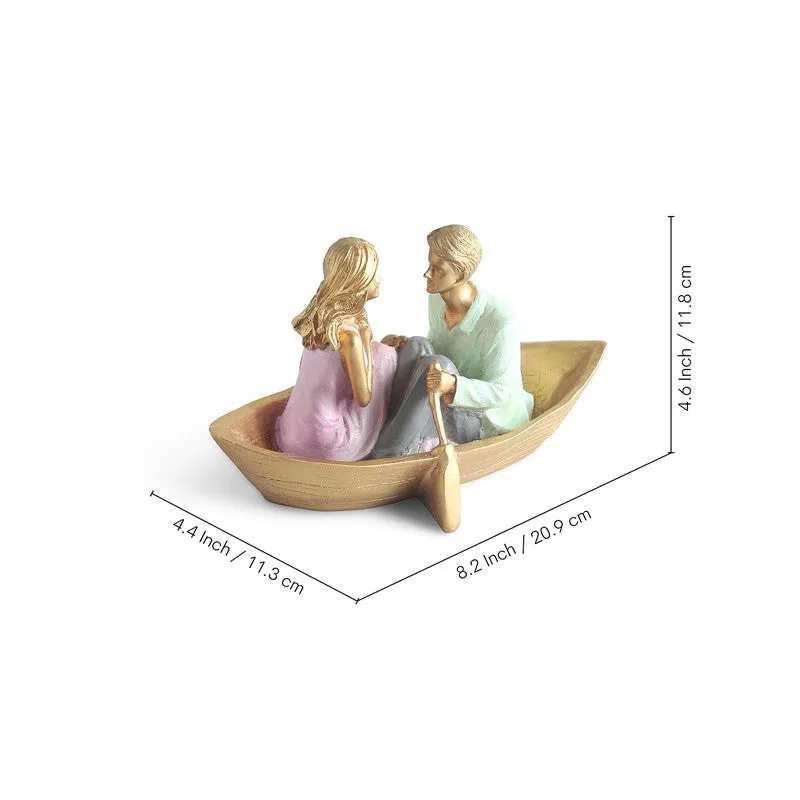 Boat Couple Resin Handpainted Showpiece media 6