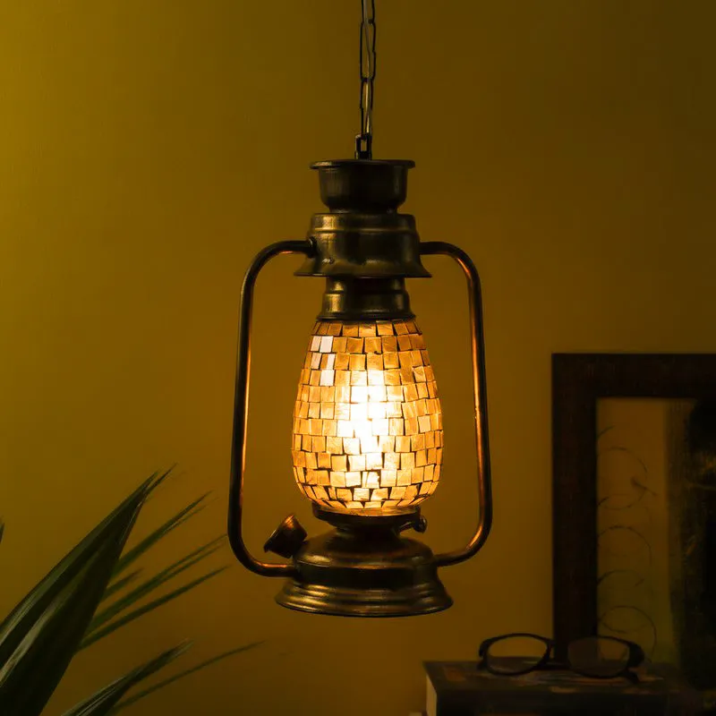 Avina Mosaic Lantern Glass Ceiling Lamp - Metallic media 1