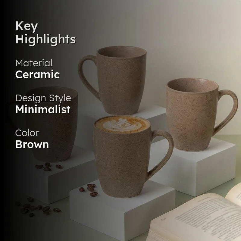 Sip & Style Ceramic Coffee Mug (Bamboo Brown/300 mL Each) - Set Of Four media 2