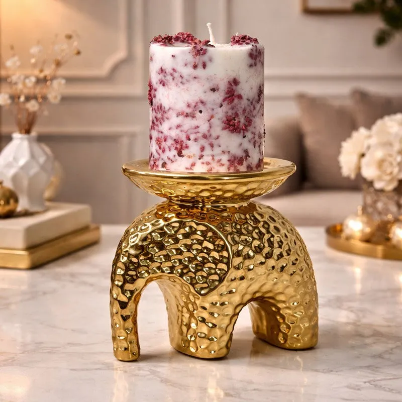 Suvarna Elephant Ceramic Candle Holder media 1