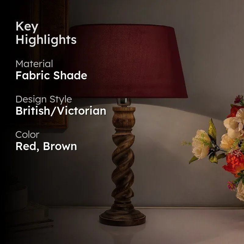 Aura Glimmer Fabric Table Lamp - Red,Brown media 2